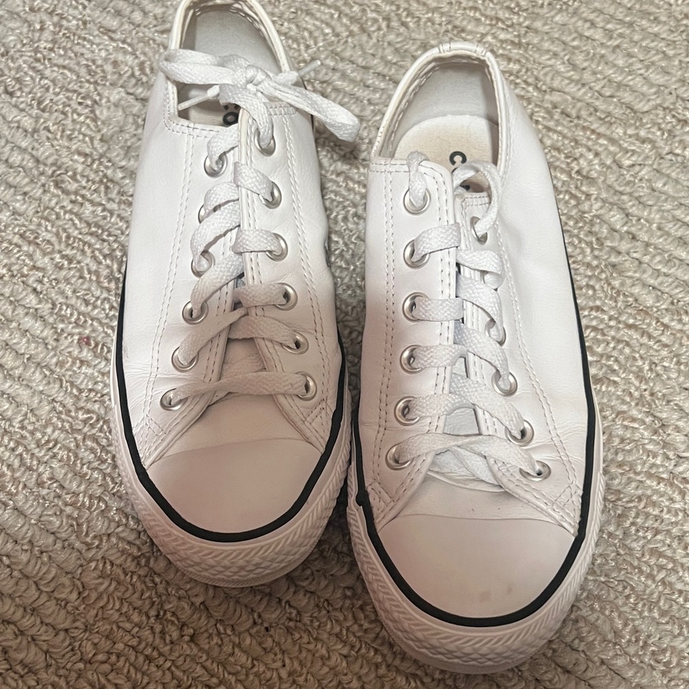Converse All-Star Leather White Athletic Shoes